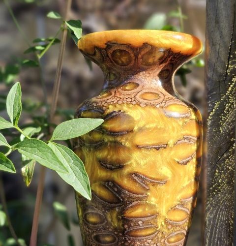 Shimmering gold banksia pod vase