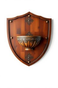 Wood bowl on a shield
