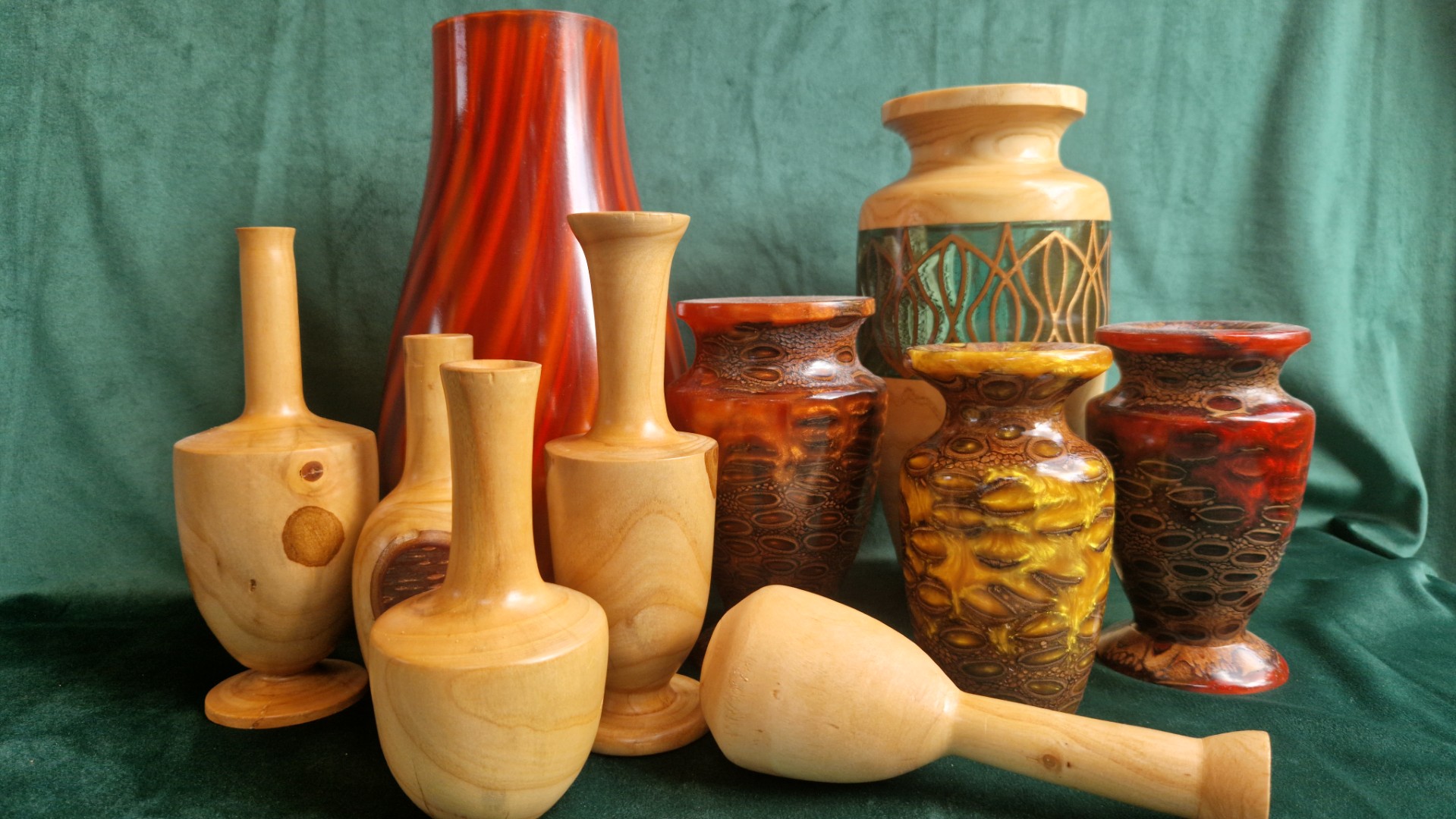 Wood and Epoxy Vases Group Shot
