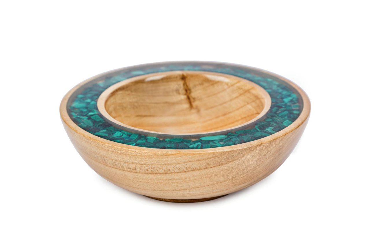 drewniana miska na pierścionki z malachitem d68b189a00234368c27208c429371d2c